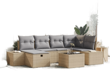 Vidaxl Hagesofa Set 7 pcs Beige