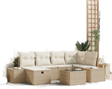 Vidaxl Hagesofa Set 7 pcs Beige