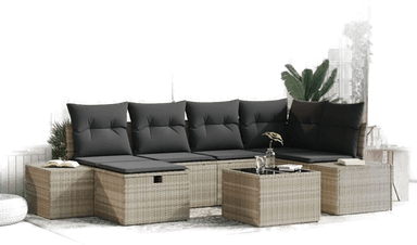 Vidaxl Hagesofa Set 7 pcs Lysegrå