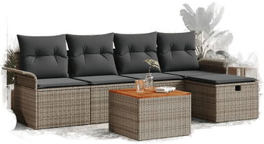 Vidaxl Hagesofa Set 6 pcs Grå