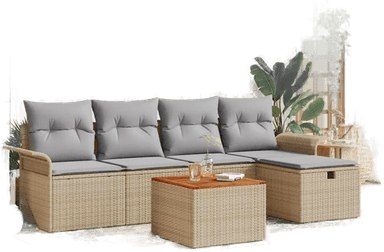 Vidaxl Hagesofa Set 6 pcs Beige