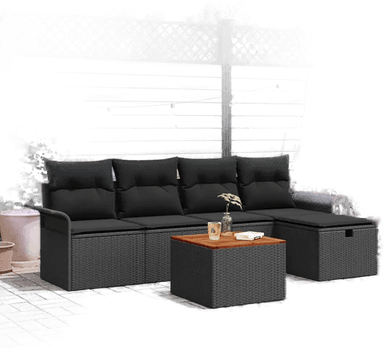 Vidaxl Hagesofa Set 6 pcs Svart