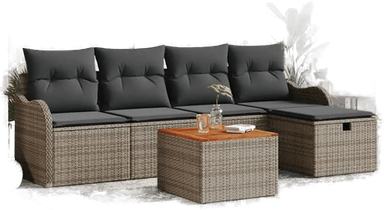 Vidaxl Hagesofa Set 6 pcs Grå