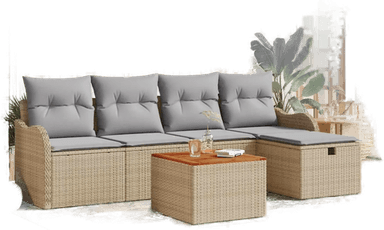 Vidaxl Hagesofa Set 6 pcs Beige