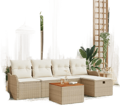 Vidaxl Hagesofa Set 6 pcs Beige