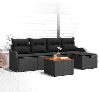 Vidaxl Hagesofa Set 6 pcs Svart