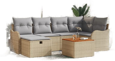 Vidaxl Hagesofa Set 7 pcs Beige