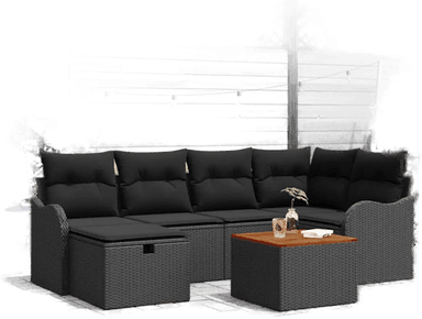 Vidaxl Hagesofa Set 7 pcs Svart