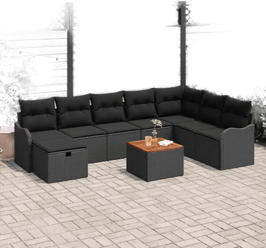 Vidaxl Hagesofa Set 9 pcs Svart