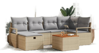 Vidaxl Hagesofa Set 7 pcs Beige