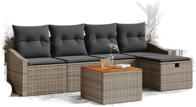 Vidaxl Hagesofa Set 6 pcs Grå