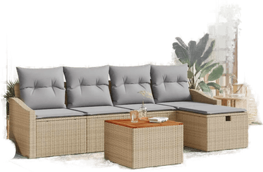 Vidaxl Hagesofa Set 6 pcs Beige