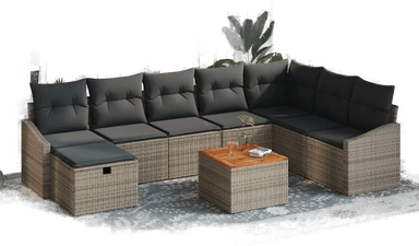 Vidaxl Hagesofa Set 9 pcs Grå
