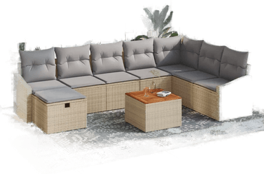 Vidaxl Hagesofa Set 9 pcs Beige