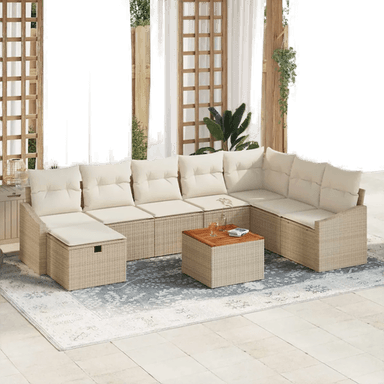 Vidaxl Hagesofa Set 9 pcs Beige