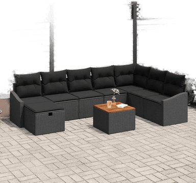 Vidaxl Hagesofa Set 9 pcs Svart