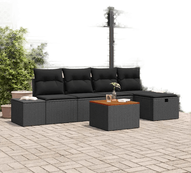 Vidaxl Hagesofa Set 6 pcs Svart