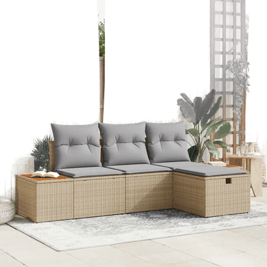 Vidaxl Hagesofa Set 4 pcs Beige