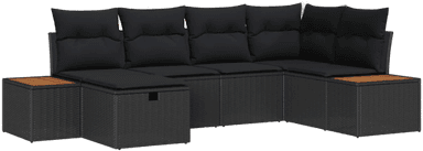 Vidaxl Hagesofa Set 6 pcs Svart