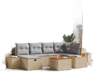 Vidaxl Hagesofa Set 7 pcs Beige