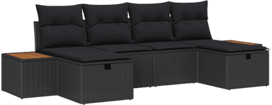 Vidaxl Hagesofa Set 6 pcs Svart