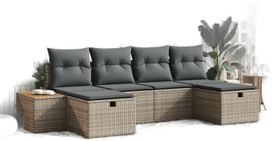 Vidaxl Hagesofa Set 6 pcs Grå