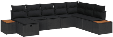 Vidaxl Hagesofa Set 8 pcs Svart