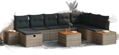 Vidaxl Hagesofa Set 9 pcs Grå