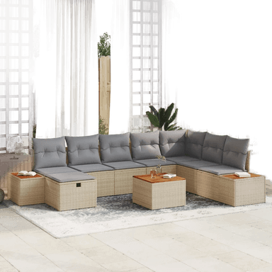 Vidaxl Hagesofa Set 9 pcs Beige