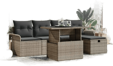 Vidaxl Hagesofa Set 6 pcs Grå