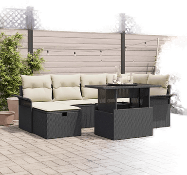 Vidaxl Hagesofa Set 7 pcs Svart