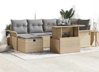 Vidaxl Hagesofa Set 7 pcs Beige
