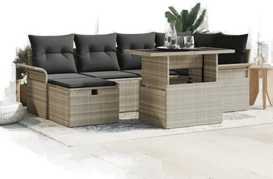 Vidaxl Hagesofa Set 7 pcs Lysegrå