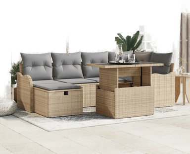 Vidaxl Hagesofa Set 7 pcs Beige