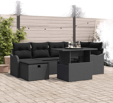 Vidaxl Hagesofa Set 7 pcs Svart