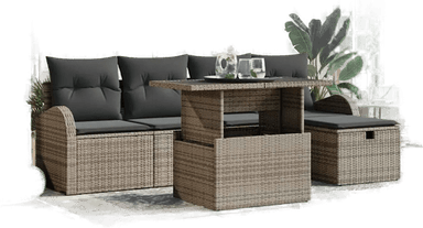 Vidaxl Hagesofa Set 6 pcs Grå