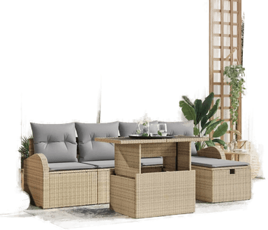 Vidaxl Hagesofa Set 6 pcs Beige