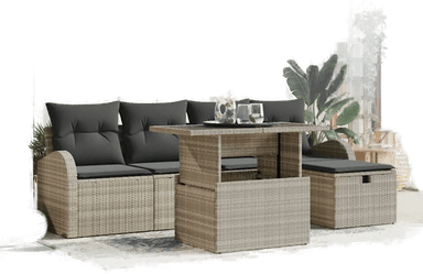 Vidaxl Hagesofa Set 6 pcs Lysegrå