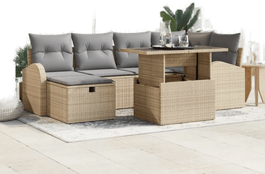 Vidaxl Hagesofa Set 7 pcs Beige