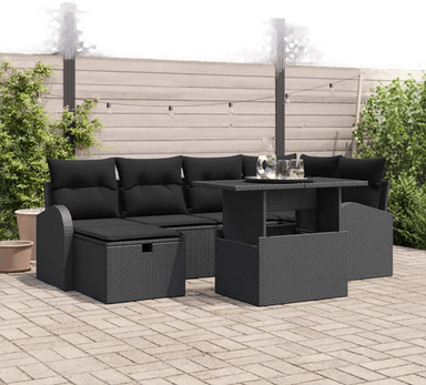 Vidaxl Hagesofa Set 7 pcs Svart