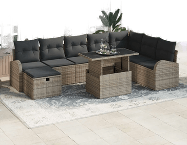 Vidaxl Hagesofa Set 9 pcs Grå