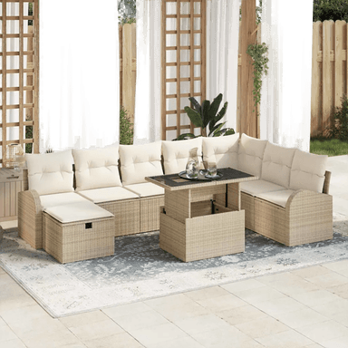Vidaxl Hagesofa Set 9 pcs Beige