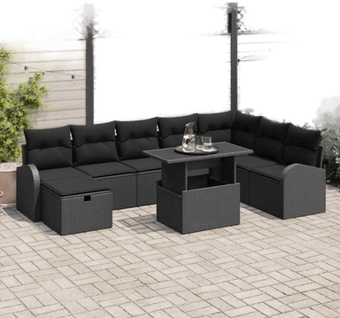 Vidaxl Hagesofa Set 9 pcs Svart