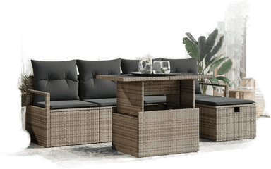 Vidaxl Hagesofa Set 6 pcs Grå