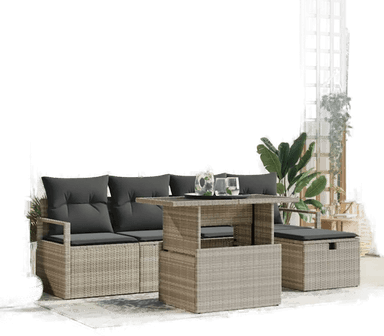 Vidaxl Hagesofa Set 6 pcs Lysegrå