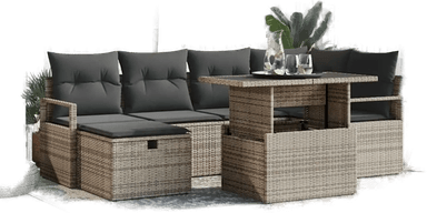 Vidaxl Hagesofa Set 7 pcs Grå