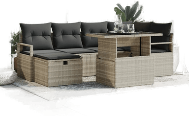 Vidaxl Hagesofa Set 7 pcs Lysegrå