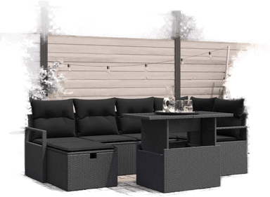 Vidaxl Hagesofa Set 7 pcs Svart