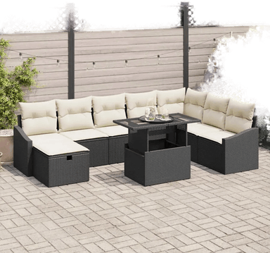 Vidaxl Hagesofa Set 9 pcs Svart