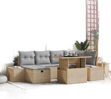 Vidaxl Hagesofa Set 7 pcs Beige